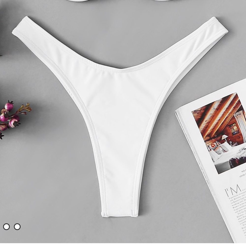 White high cut thong bikini